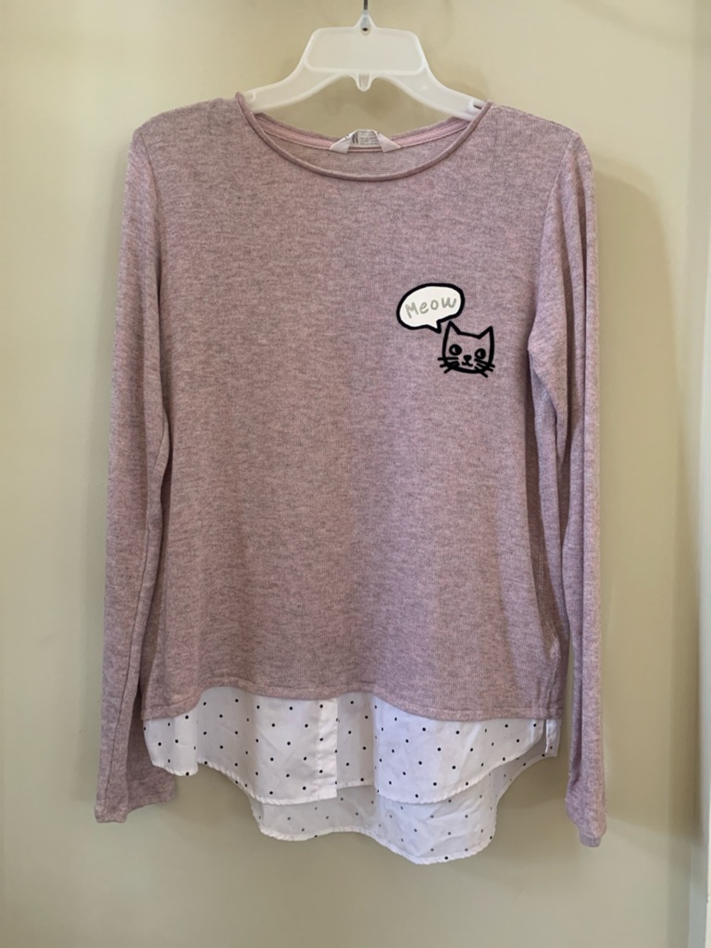 Women’s Long-Sleeve Pink Layered Cat Top, H & M
